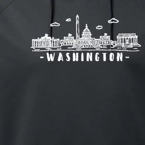 Washington Dc Skyline Performance Fleece Hoodie