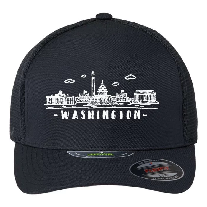 Washington Dc Skyline Flexfit Unipanel Trucker Cap