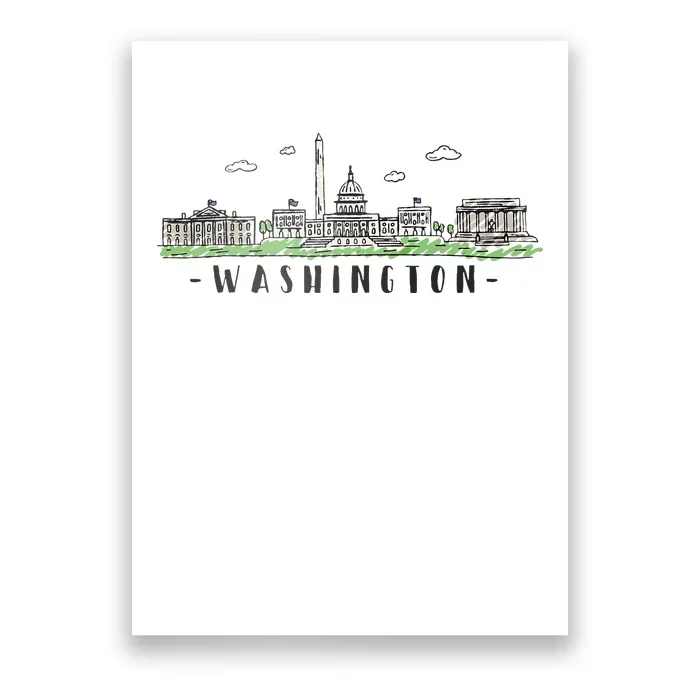 Washington Dc Skyline Vintage Poster