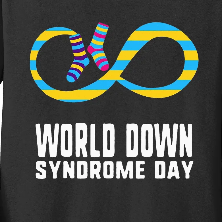 World Down Syndrome Day Awareness Socks Down Right Kids Long Sleeve Shirt