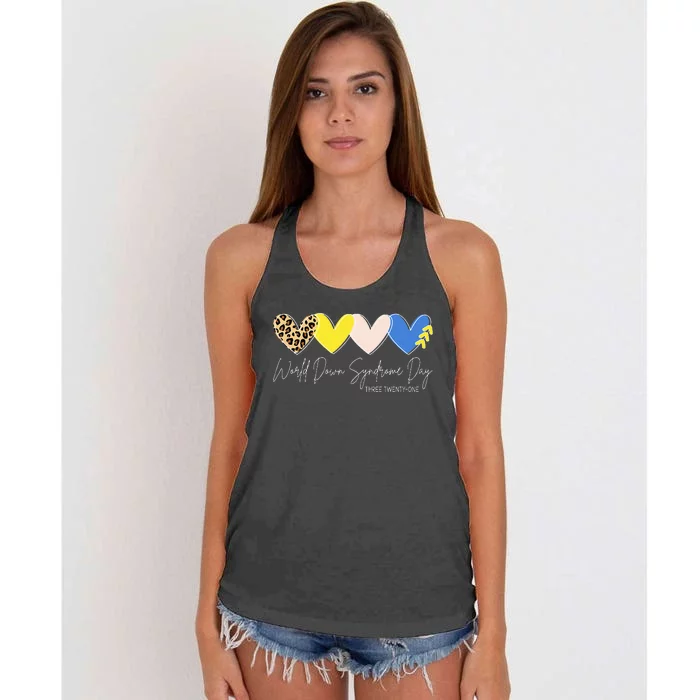 World Down Syndrome Awareness Day 3.21 Trisomy Support Women's Knotted Racerback Tank