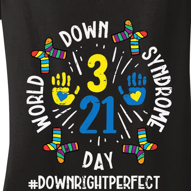 World Down Syndrome Day 321 Awareness Support Women's V-Neck T-Shirt