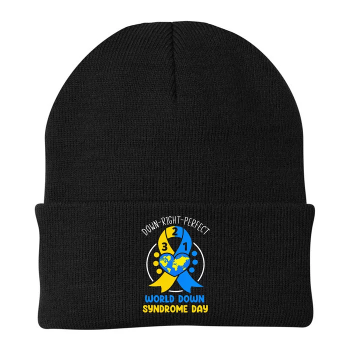 World Down Syndrome Day Awareness 321 T21 Down Right Perfect Knit Cap Winter Beanie