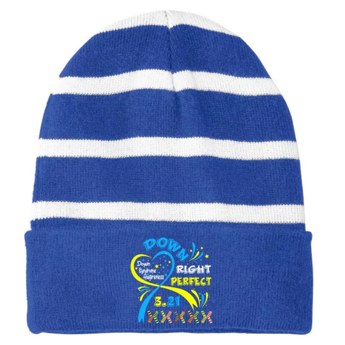 World Down Syndrome Day Support And Awareness March 21 Meaningful Gift Striped Beanie with Solid Band