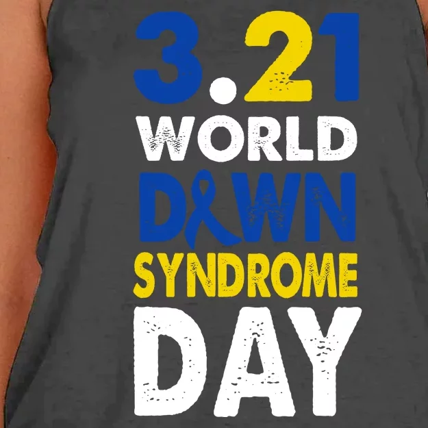 World Down Syndrome March 21st Awareness Women's Knotted Racerback Tank