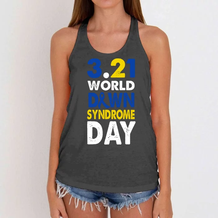 World Down Syndrome March 21st Awareness Women's Knotted Racerback Tank