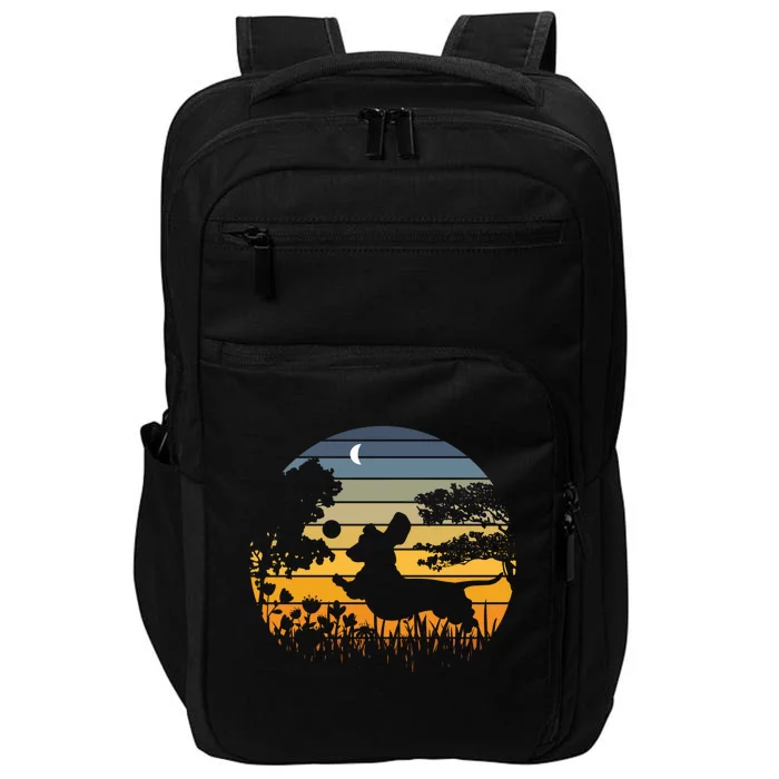 Wiener Dog Sunset Garden Nature Lover Impact Tech Backpack