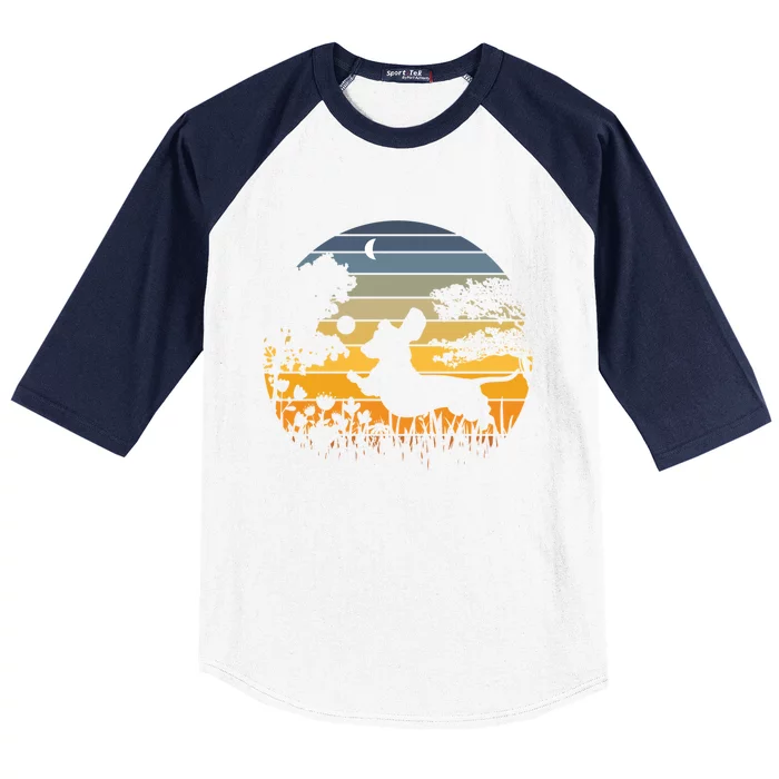 Wiener Dog Sunset Garden Nature Lover Baseball Sleeve Shirt