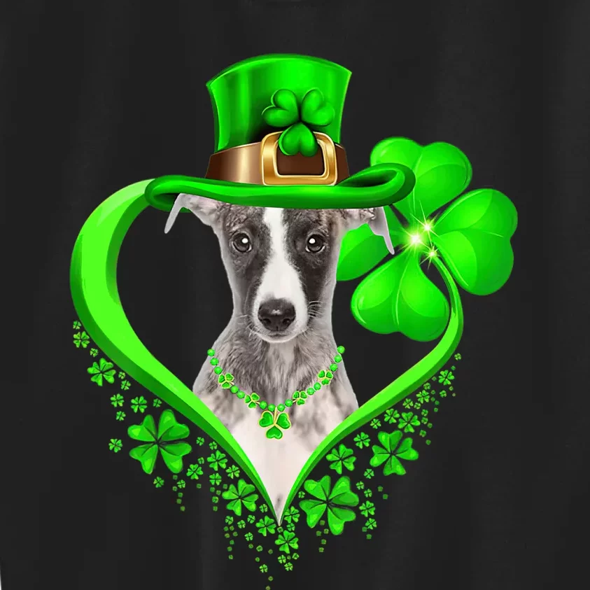 Whippet Dog St Patricks Day Lover Irish Shamrock Kids Sweatshirt