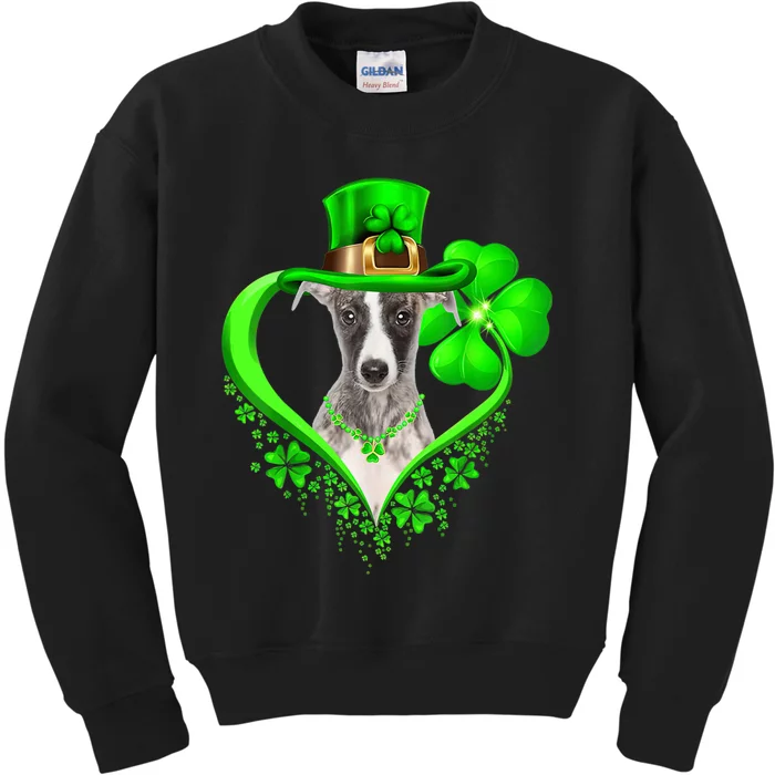 Whippet Dog St Patricks Day Lover Irish Shamrock Kids Sweatshirt