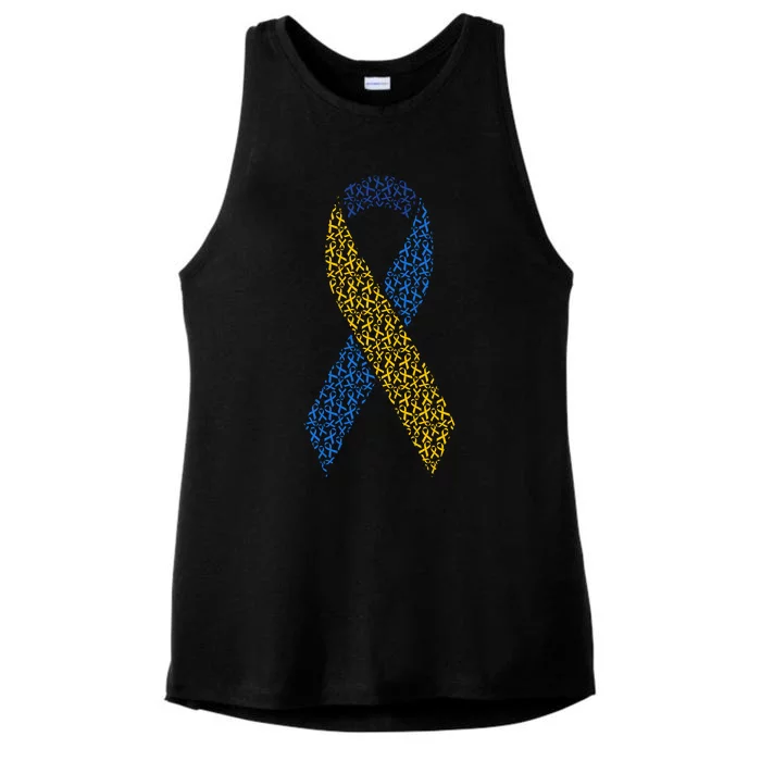 World Down Syndrome Day Awareness Ribbons Ladies Tri-Blend Wicking Tank