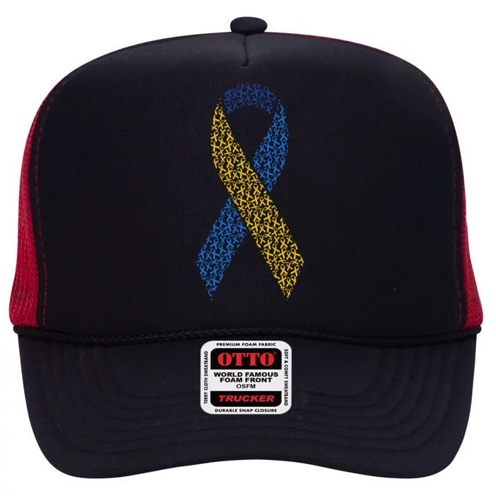 World Down Syndrome Day Awareness Ribbons High Crown Mesh Trucker Hat