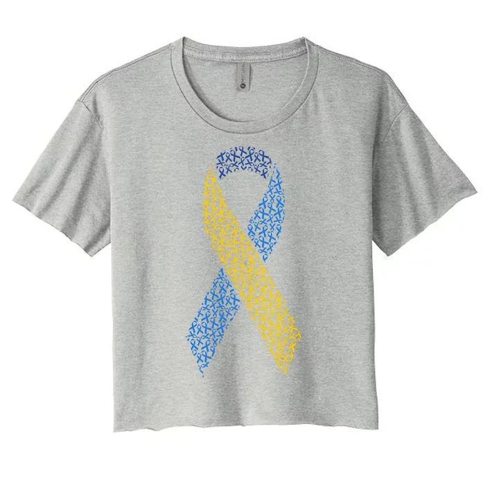 World Down Syndrome Day Awareness Ribbons Women's Crop Top Tee