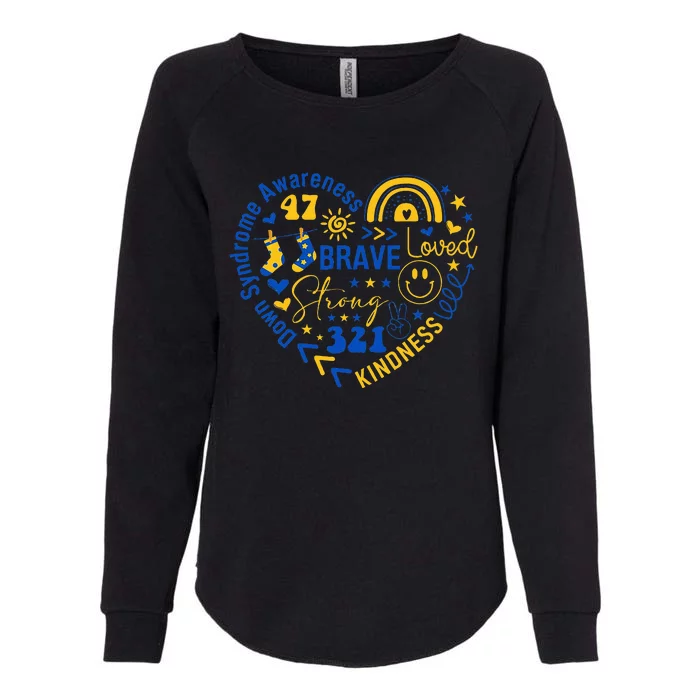 World Down Syndrome Day Awarenes 3.21 Blue And Yellow Heart Womens California Wash Sweatshirt