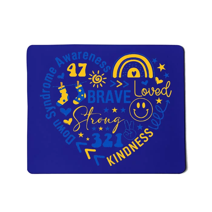 World Down Syndrome Day Awarenes 3.21 Blue And Yellow Heart Mousepad