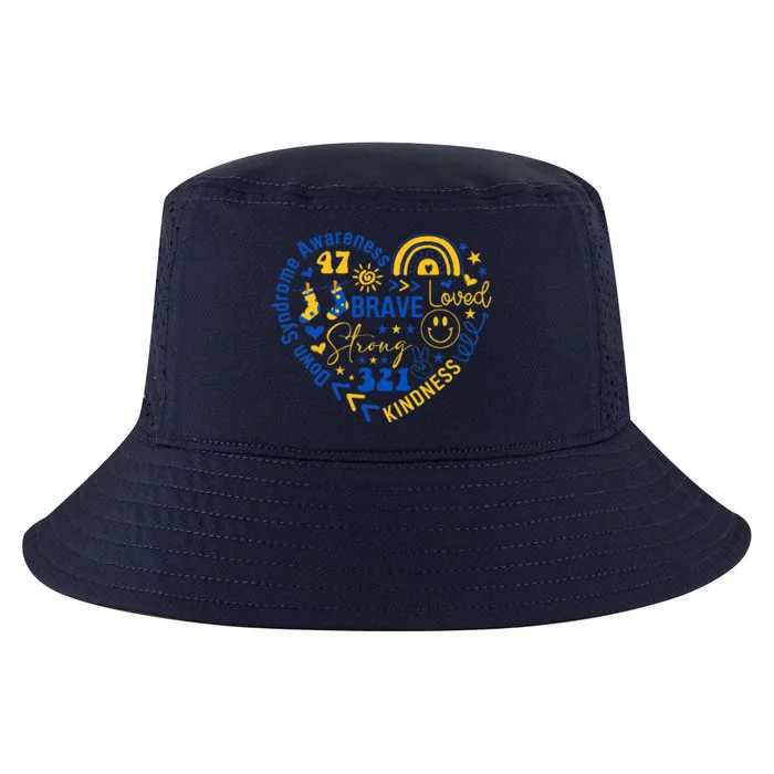 World Down Syndrome Day Awarenes 3.21 Blue And Yellow Heart Cool Comfort Performance Bucket Hat