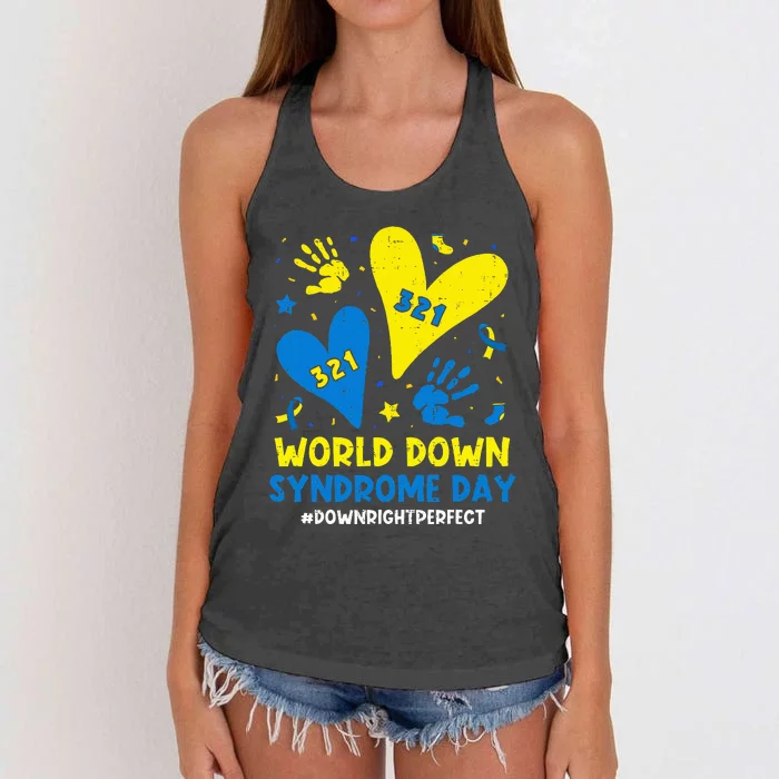 World Down Syndrome Day 321 Awareness Support Women's Knotted Racerback Tank