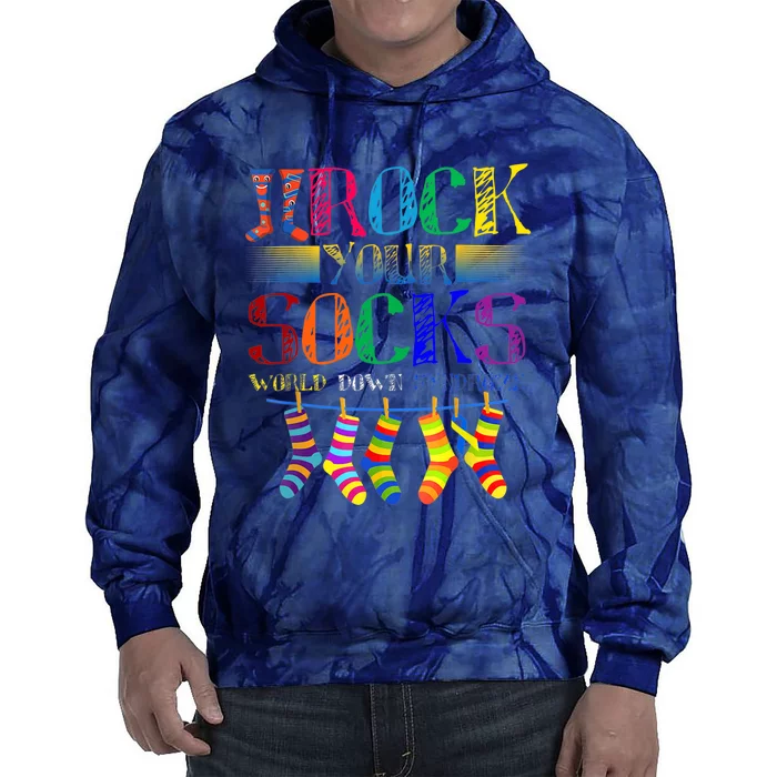 World Down Syndrome Day Rock Your Socks Globe Ribbon Tie Dye Hoodie