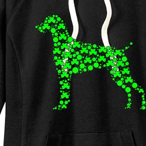 Weimaraner Dog Shamrock funny Leaf St Patrick Day Women's Fleece Hoodie