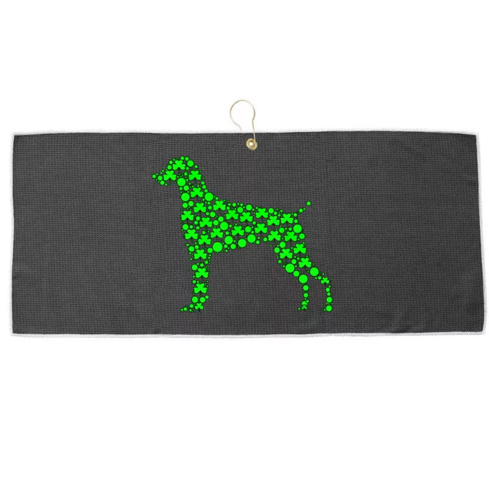 Weimaraner Dog Shamrock funny Leaf St Patrick Day Large Microfiber Waffle Golf Towel