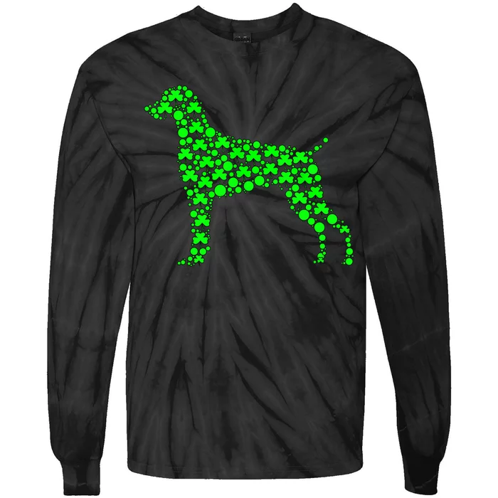 Weimaraner Dog Shamrock funny Leaf St Patrick Day Tie-Dye Long Sleeve Shirt