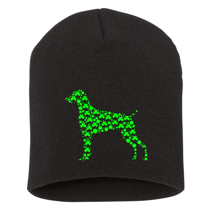 Weimaraner Dog Shamrock funny Leaf St Patrick Day Short Acrylic Beanie