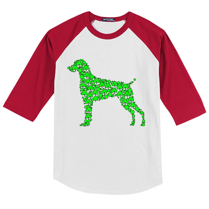 Weimaraner Dog Shamrock funny Leaf St Patrick Day Kids Colorblock Raglan Jersey