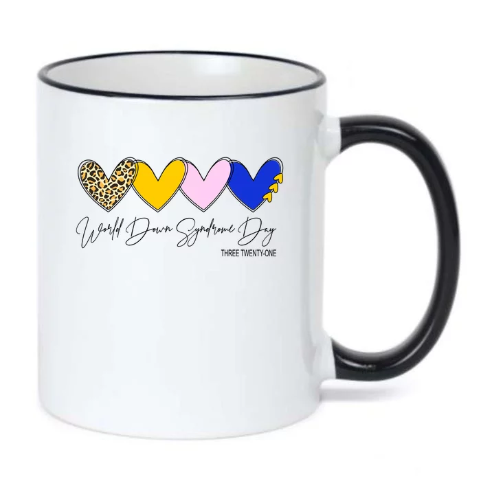 World Down Syndrome Day March 21st Awareness Heart Black Color Changing Mug