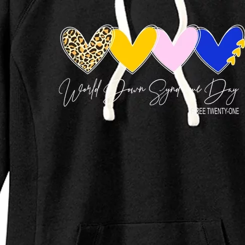 World Down Syndrome Day March 21st Awareness Heart Women's Fleece Hoodie