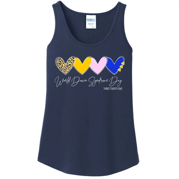 World Down Syndrome Day March 21st Awareness Heart Ladies Essential Tank