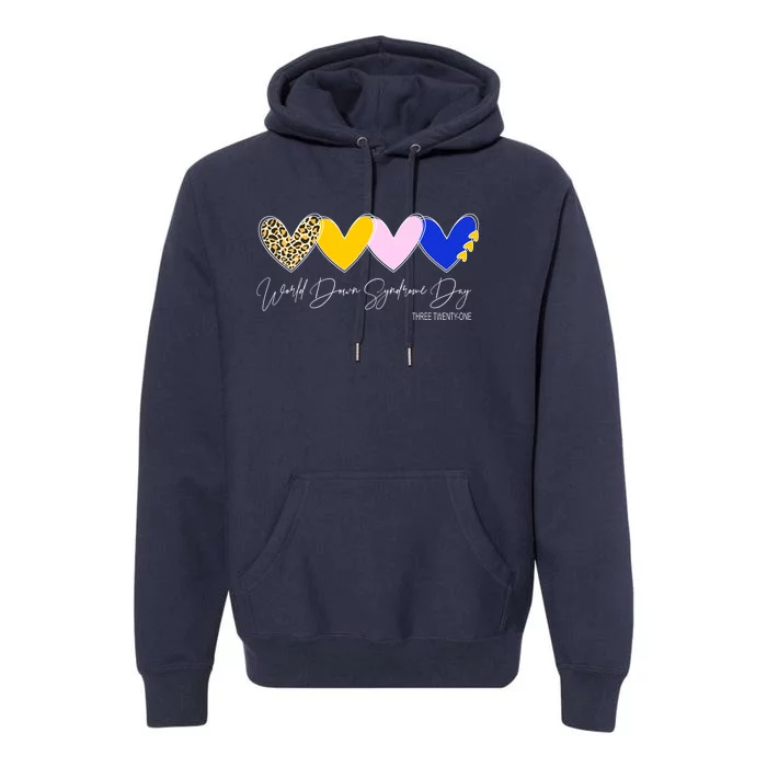 World Down Syndrome Day March 21st Awareness Heart Premium Hoodie