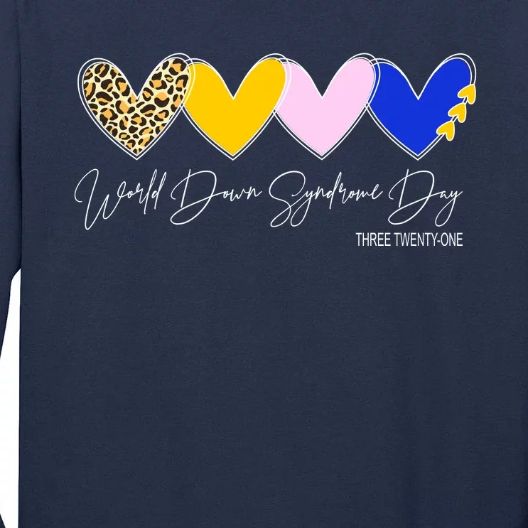 World Down Syndrome Day March 21st Awareness Heart Tall Long Sleeve T-Shirt