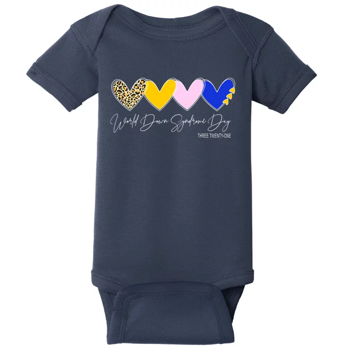 World Down Syndrome Day March 21st Awareness Heart Baby Bodysuit