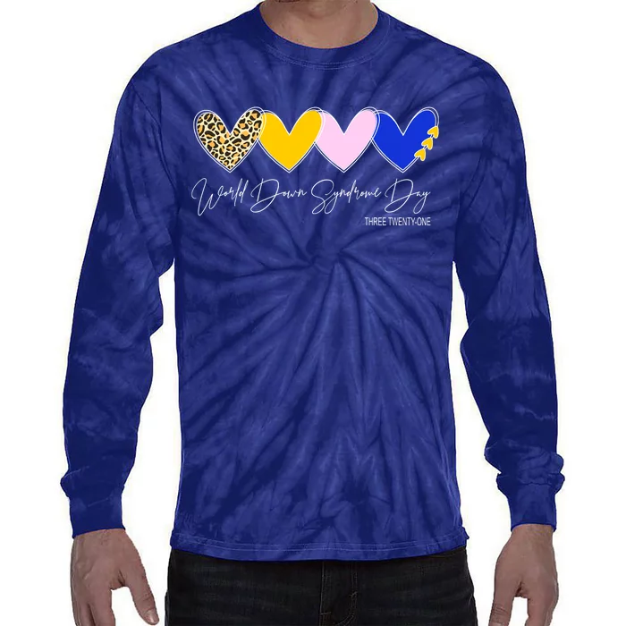 World Down Syndrome Day March 21st Awareness Heart Tie-Dye Long Sleeve Shirt