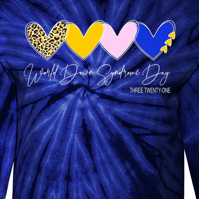 World Down Syndrome Day March 21st Awareness Heart Tie-Dye Long Sleeve Shirt