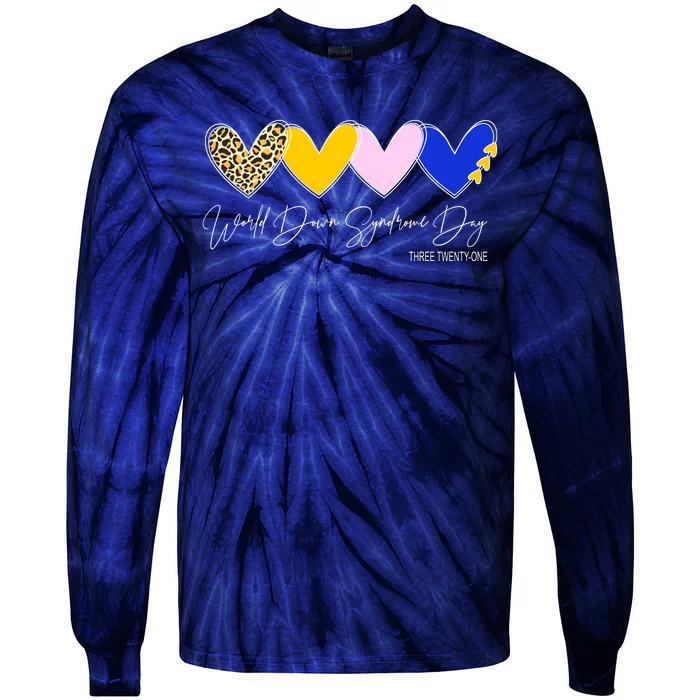 World Down Syndrome Day March 21st Awareness Heart Tie-Dye Long Sleeve Shirt