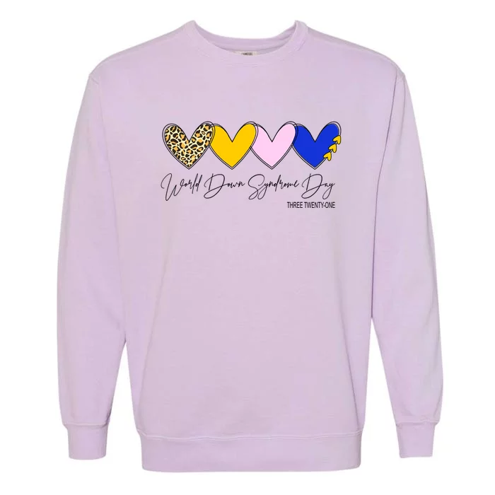 World Down Syndrome Day March 21st Awareness Heart Garment-Dyed Sweatshirt