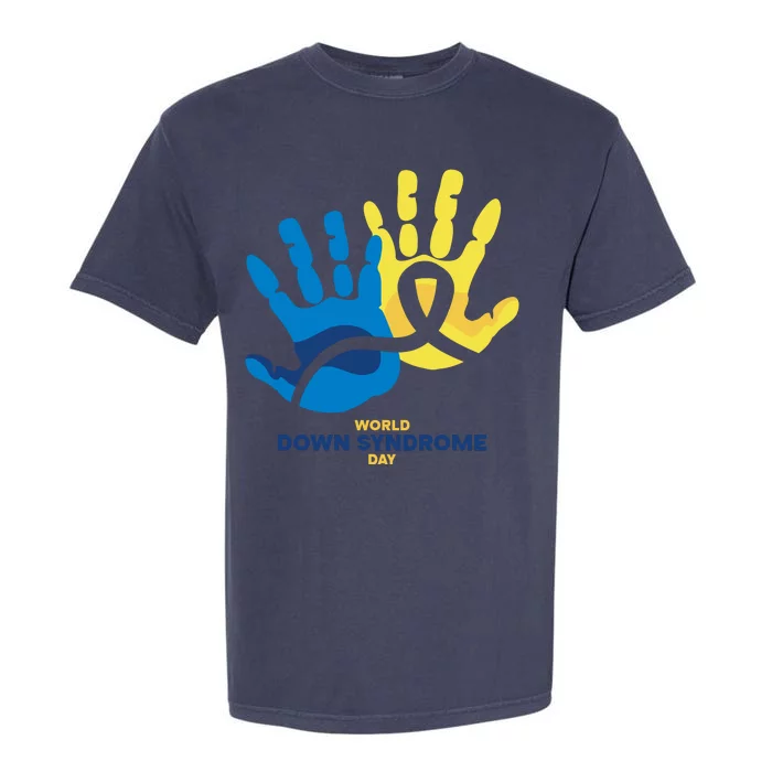 World Down Syndrome Day Handprint Awareness Garment-Dyed Heavyweight T-Shirt