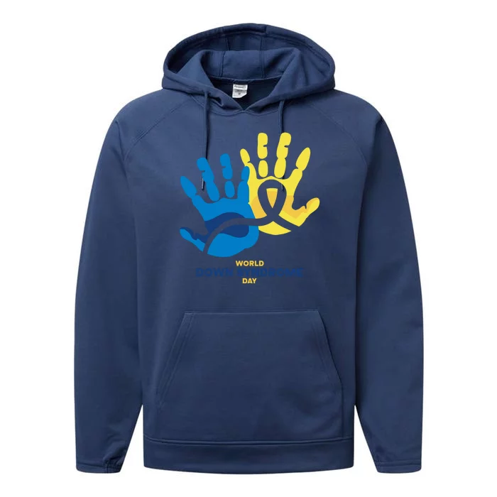 World Down Syndrome Day Handprint Awareness Performance Fleece Hoodie