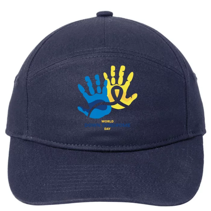 World Down Syndrome Day Handprint Awareness 7-Panel Snapback Hat