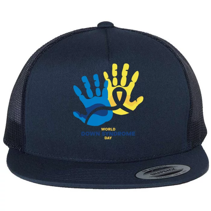 World Down Syndrome Day Handprint Awareness Flat Bill Trucker Hat