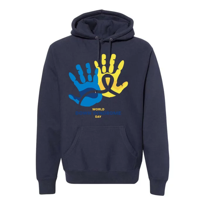 World Down Syndrome Day Handprint Awareness Premium Hoodie