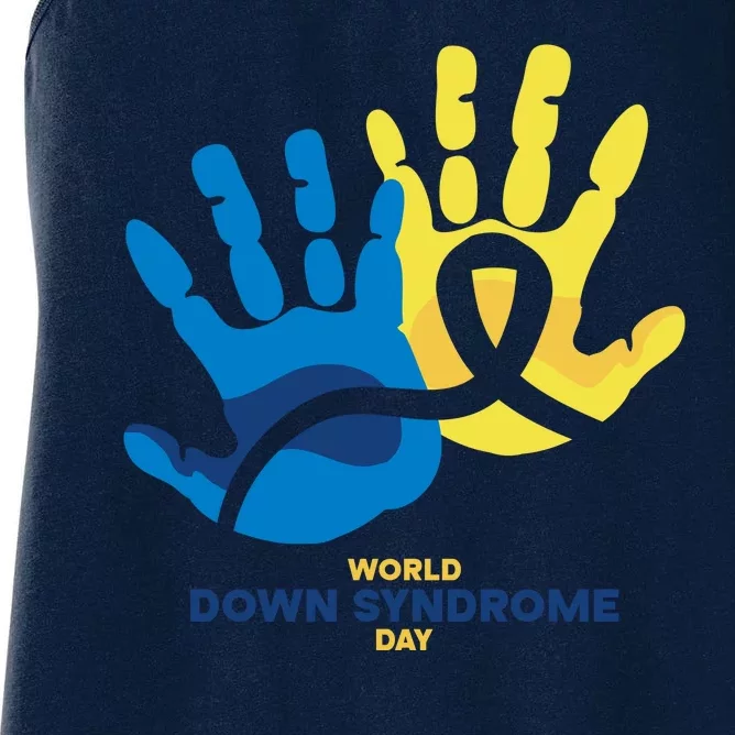 World Down Syndrome Day Handprint Awareness Women's Racerback Tank