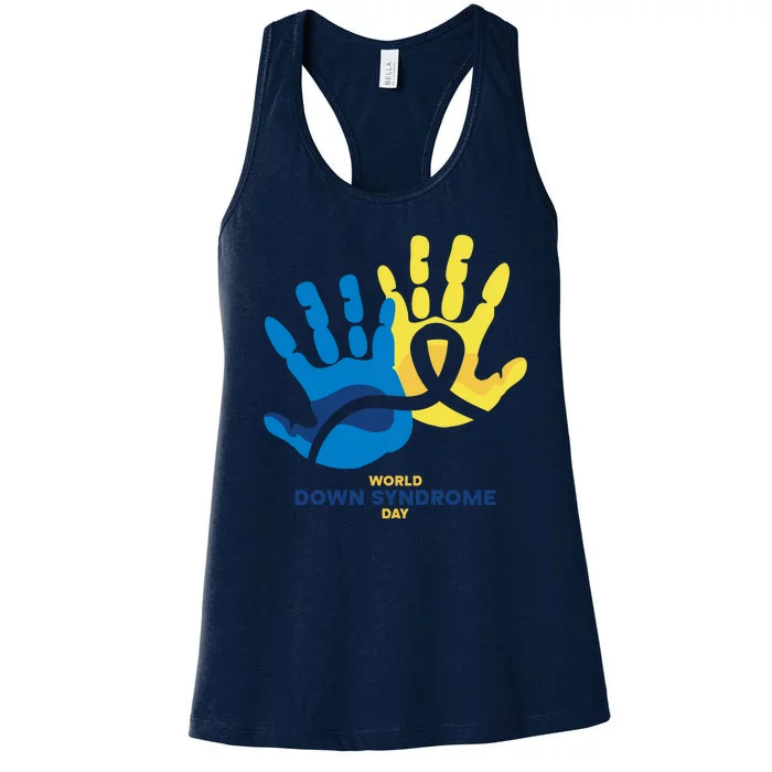 World Down Syndrome Day Handprint Awareness Women's Racerback Tank