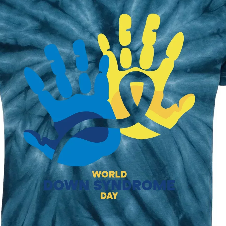 World Down Syndrome Day Handprint Awareness Kids Tie-Dye T-Shirt