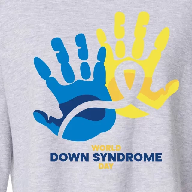 World Down Syndrome Day Handprint Awareness Cropped Pullover Crew