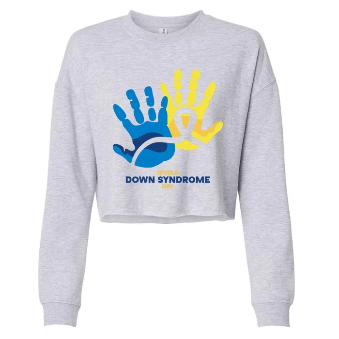 World Down Syndrome Day Handprint Awareness Cropped Pullover Crew