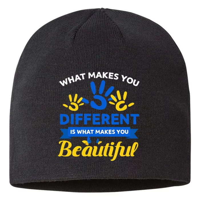 World Down Syndrome Day Awareness Ribbon T21 Day Beautiful 8 1/2in Sustainable Knit Beanie