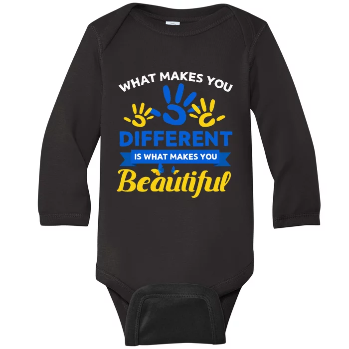 World Down Syndrome Day Awareness Ribbon T21 Day Beautiful Baby Long Sleeve Bodysuit