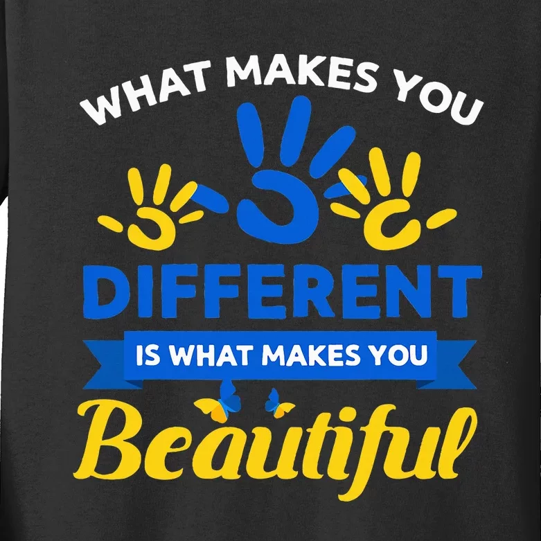 World Down Syndrome Day Awareness Ribbon T21 Day Beautiful Kids Long Sleeve Shirt